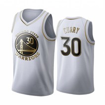 남자 골든스테이트 워리어스 스티븐 커리 #30 NBA 하얀색 골드 유니폼