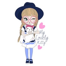 티셔츠 스티커 의류 3D전사지]마이러블리 키티 소녀 058 열전사지, 1개