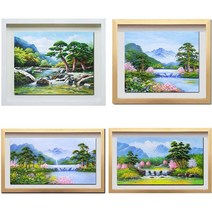 진품 / 그린 진품 유화 풍경 그림 풍경화 풍수에 좋은 생기 산수화그림 액자 거실 현관 사무실 부자되는 풍수 유화, 17 번 그림