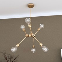 디퓨즈 S 샴페인 골드 6등 직부 램프타입 인테리어조명, 디퓨즈 S+3W 에디슨 볼램프 6개