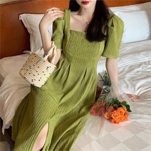 오노마 오노마 ONM 그린색 반팔 앞트임 원피스 단정한 롱원피스 데이트룩 (8945890)