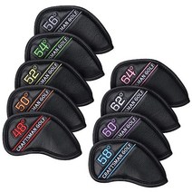 래쉬가드 웻슈트 서핑타파 크래프트맨 골프아이언 커버 웨지커버 클럽 헤드커버 컬러풀숫자 합성가죽 매직테이프 개폐, 블랙 9개 오른쪽용