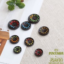 쏘잉갤러리 (10개)무지개 스티치우드단추 나무단추, 18mm
