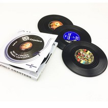 벽걸이 CD 플레이어 원목 6Pcs 레트로 컵 받침 비닐 CD 재미 음료 커피 플레이어 홀더 데스크탑 보호 내열, 05 4pcs