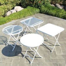 야외 조립식 테이블 테라스 마루 포장마차 접이식, 70cm 워터 화이트  라운드