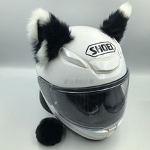 액세서리 오토바이 자전거 스노우보드 스키 헬멧 장식 고양이귀 악세사리, 원사이즈, 흑백 귀 + 꼬리