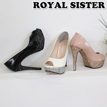 C2-E 1782 12cm 여성 쿠션 가보시 에나멜 글리터 토오픈 하이힐 펌프스힐