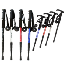 썰롱 등산스틱 일자형 T자형 듀랄루민 폴딩 2개세트, 블랙