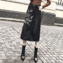 데님스커트 청치마 데님롱스커트 제주도 하객룩 커플룩 면접룩 청순한 여행