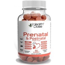 HealthDose 산전 ampamp 임산부와 수유부를 위한 산후 비타민 DHA 엽산글루텐 면역을 무설탕 B6 B12 C 아연 구미 90수.