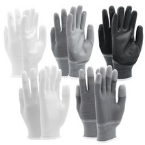 PU코팅 장갑 10켤레 작업용 얅은 이너 속장갑 원예 미끄럼방지 청소 손끝 손바닥코팅, 블랙, L(회색띠), 10개