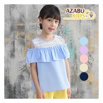 [아자브키즈] 하늘하늘 블라우스 여아 아동 반팔 티셔츠