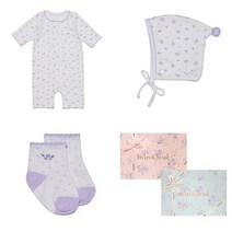 밍크뮤 [밍크뮤]WH)베리뱀부골지7부우주복/모자/양말SET