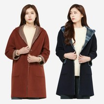 여성 리버서블 핸드메이드 후드 롱 울 코트 LFLCLA02 [2컬러]