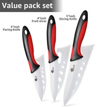 세라믹 칼 세트 3 4 5 6 인치 껍질 벗기기 유틸리티 슬라이스 요리사 흰색 지르코니아 블레이드 필러 포함, 01 345 Black