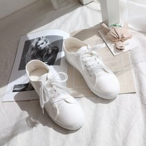 여성 캐주얼 베이직 캔버스 단화 스니커즈 블랙 화이트