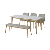 까사미아 래디쉬우드 세라믹테이블 6인세트_벤치1EA 체어3EA 컬러 택1, 6인 세라믹 식탁 WH + 카멜 3인