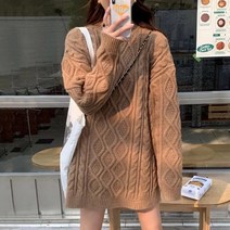 [OPS1259]꽈배기 루즈핏 미니 니트 원피스