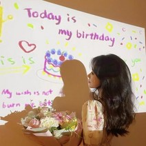 [ 생일빔 + 파티안경 ] 홈파티 파티 소품 생일 미니빔 생일축하빔 휴대용 프로젝터 디자인 칩 배경 이미지 인스타 포토존, 2해피스마일, 스카이