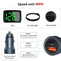 자동차속도계 UHD 헤드업디스플레이 호환 WYOD 2023 최신 GPS HUD 디지털 속도계 플러그 앤 플레이 모든 자, 02 MPH-Charger