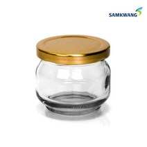 미니 작은 쨈 조미료 녹즙 다용도 원형 푸딩 이유식 소분 유리 밀폐 용기 병 낮은병 100g 127ml, 골드