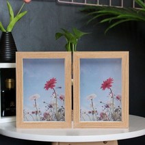 [일오삼유통] 2단액자 사진액자 책상액자 선반액자 표창장액자 평면상장액자 포토액자, 혹★ 감성공간 우드 프레임 2단 액자 4X6 내추럴, [좋아요]