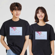 오너클랜 흩날리는꽃 디지털프린팅 인쇄 반팔티 오버핏