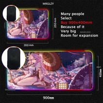 원신 장패드 마우스패드 게이밍 Genshin Impact Shenhe RGB LED 마우스 패드 무선 충전 러그 한 Yae Miko 게임 Typec, 10_400X800X3MM