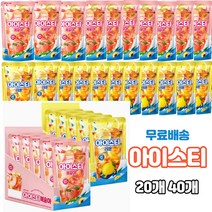 편의점 복숭아 아이스티 레몬 파우치 빙그레 230ml 반반구성, 230ml x 20팩