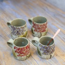 수국 도자기 머그컵 선물용 예쁜머그 1p, 대(500ml), 보라