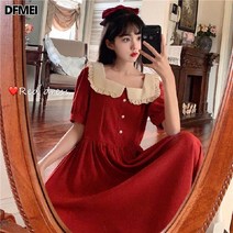 DFMEI 빈티지 롱 스커트 a라인 허리 조임 날씬해 보이는 원피스