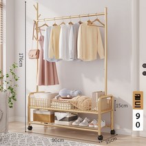 조립식옷장 이동식행거 튼튼한 철제 옷걸이, 3. 골드90 헹거