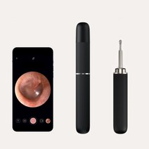 예스카모 스마트 내시경 귀이개 400만 고화질 카메라 앱 연동 6개 LED 내시경 귀이개, 블랙