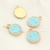 펜던트 에폭시_큐티 스마일컬러 메탈 악세사리 부자재 팔찌 만들기 재료 참장식, 블루