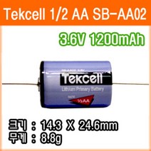 텍셀 SB-AA02-AX 3.6V 1200mAh 1/2AA사이즈 리튬배터리 메모리 산업용 백업용전지 PLC 배터리, 1개