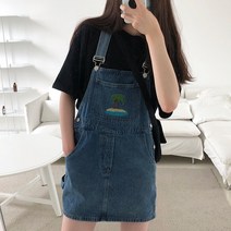 데님 멜빵치마 왜소 작은 키커 보이는 코디 여성 150 클래식 와이드 루즈핏 A라인 스커트 끈나시 슬립 2611922955