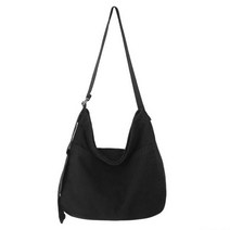 에코백 캔버스 숄더 백 블랙 여성용 빈티지 메신저, 46.5x13.5x37.5cm