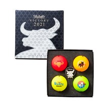볼빅 2021 소띠해 황소에디션 비비드 골프 볼 4p + 볼마커 세트, RED, YELLOW, GREEN, ORANGE(볼), 1세트