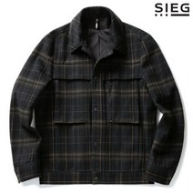 지이크 울 블렌디드 그린 체크 카라 하프 점퍼 (PBMAI6002)
