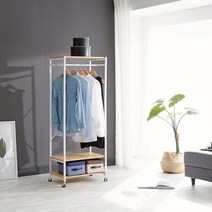 브린스 600 이동식 바퀴달린 이동형 행거 원룸가구 철재행거 심플 헹거 행가, 화이트