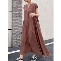 플레어 셔링 주름 원피스 드레스 롱 맥시 편한 민소매 나시 등원