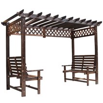 정자 원두막 사각벤치 야외 벤치 방갈로 테라스 정원, 소형 포도 선반2인용 의자  65휠 테이블