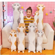 라지 큐트 고양이 털털 토이 롱런 쿠션 피겨 침대 위 부비 인형 곰인형 여자, 그레이