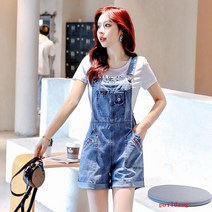 puildaug 스트랩 바지 여성 여름 데님 반바지 작은 큰 점프 수트 여성