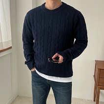 남자 울캐시 케이블 니트 14color 라운드넥 꽈배기니트 기본핏 간절기 겨울 니트 코디