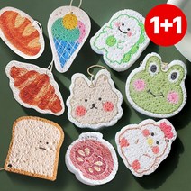 예쁜 캐릭터 수세미 1+1 2개 셀룰로오스 주방 수세미 설거지 스펀지, 오리(1+1)