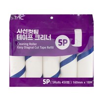 사선 커팅 테이프크리너 5개 1팩 ( 롤러 돌돌이 리필 찍찍이 머리카락 청소 의류 옷 먼지 제거 크리너 청소기 옷에 제거기 사선 청소용 긴 롱 테잎 강아지 고양이 개 털), 사선 커팅 테이프크리너 450회 5개입 1팩