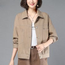 순면 데님 코트 여 쇼트 봄 루즈핏 슬림핏 캐주얼 긴팔 면 재킷 nvwaitao