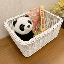 등나무 화이트 직사각 다용도 라탄 바구니