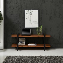 우드토픽 멀바우 원목 2단 책장 철제 tv 거실장 1200